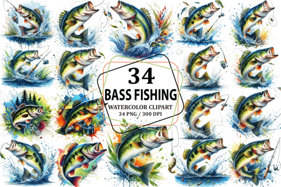 Download Bass Fishing Clipart Sublimation PNG - Fishing Collection