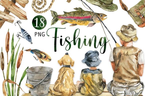 Download Watercolor Fishing Clipart - Fishing Collection