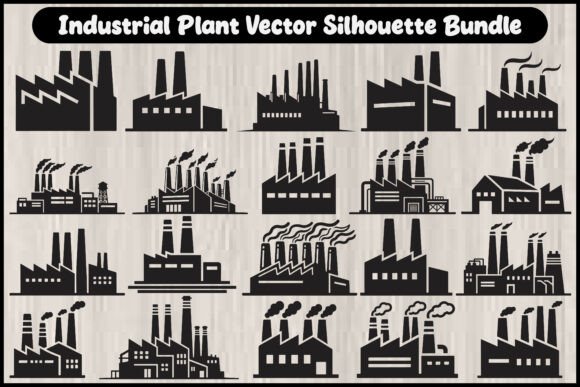 Download Industrial Plant Vector Silhouette Bundl - Vector silhouette Collection