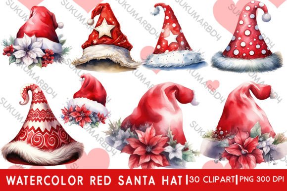 Download Watercolor Red Santa Hat Clipart - Santa hat clipart Collection