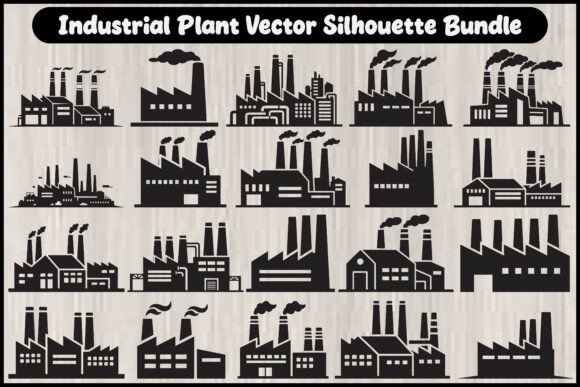 Download Industrial Plant Vector Silhouette Bundl - Vector silhouette Collection