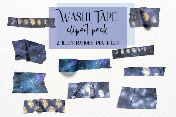 Download Moon Watercolor Washi Tapes Collection - Tapes Collection