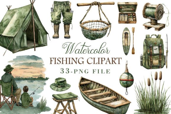 Download Watercolor Fishing Clipart - Fishing Collection